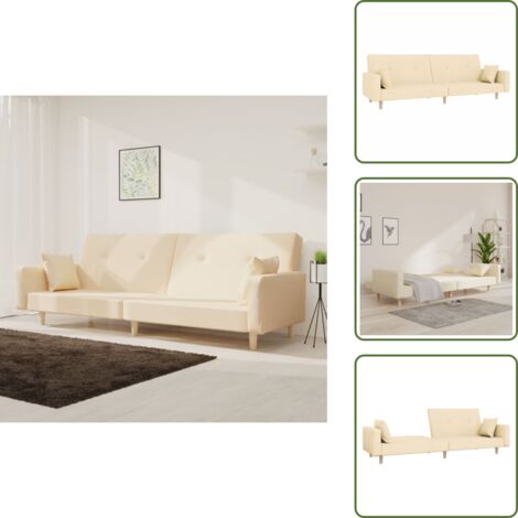 Letto da salotto - vidaXL Divano Letto a 2 Posti con 2 Cuscini Crema in Tessuto - Divano letto in tessuto