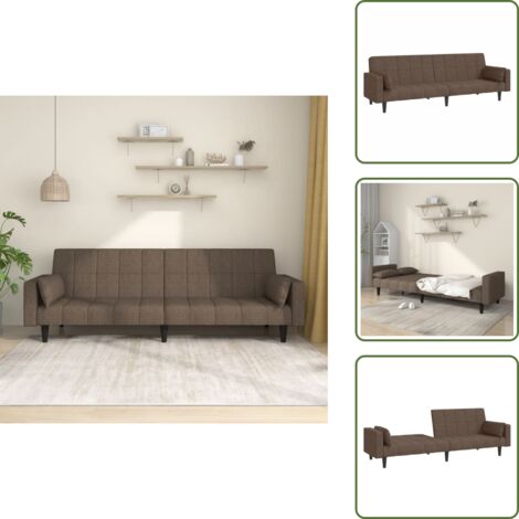 Letto da salotto - vidaXL Divano Letto a 2 Posti con 2 Cuscini Tortora in Tessuto - Divano letto in tessuto