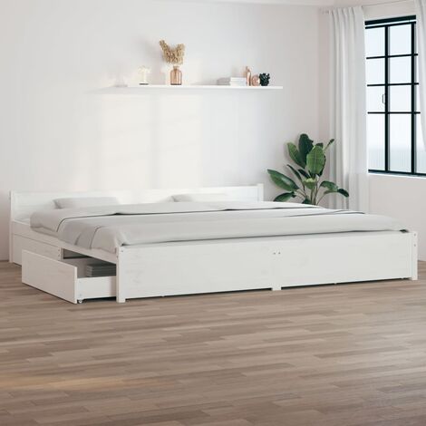 Letto design moderno con cassetti 200x200 cm in vari colori colore : Bianco