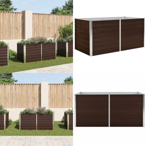 Letto di Coltura Rialzato Marrone 160x80x77cm Acciaio Zincato - Orto moderno - Orto rettangolare