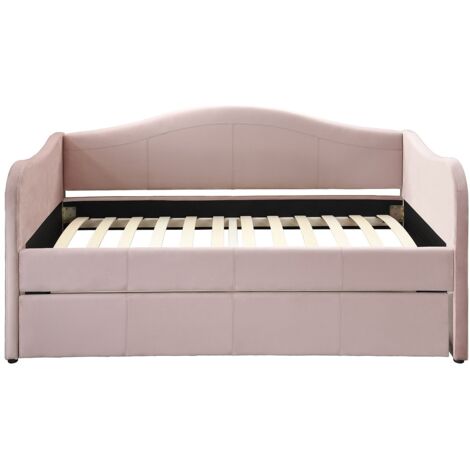 Letto divano a scomparsa 2 x 90 x 190 cm Velluto Rosa - MATHILDE