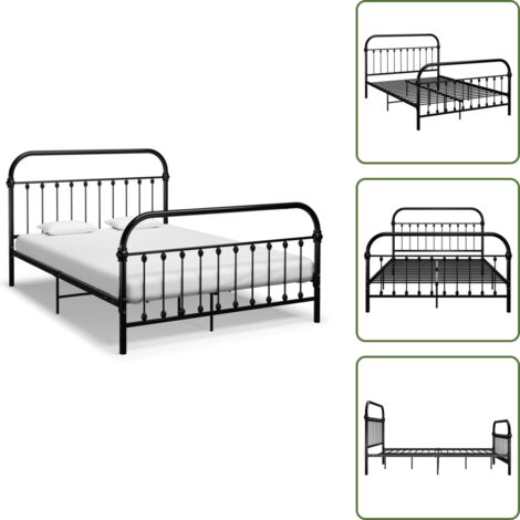 Letto elegante - vidaXL Giroletto Nero in Metallo 120x200 cm - Letto classico