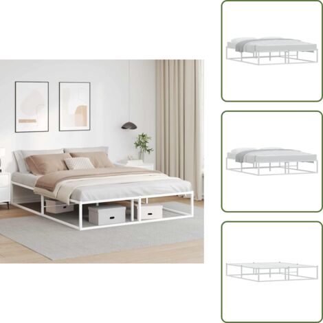 Letto elegante - vidaXL Giroletto senza Materasso Bianco 160x200 cm Metallo - Letto classico