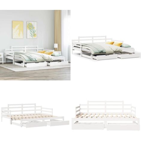 Letto Estraibile con Cassetti senza Materasso Bianco 80x200 cm - Divano letto - Letto con cassetti