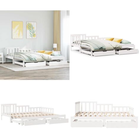 Letto Estraibile con Cassetti senza Materasso Bianco 90x190 cm - Divano letto - Letto con cassetti