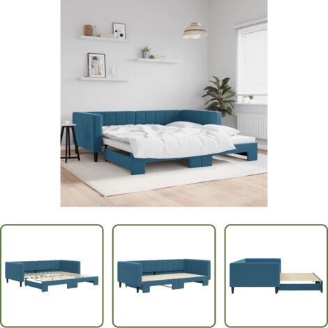 Letto estraibile -  Divano Letto con Letto Estraibile Blu 100x200 cm in Velluto