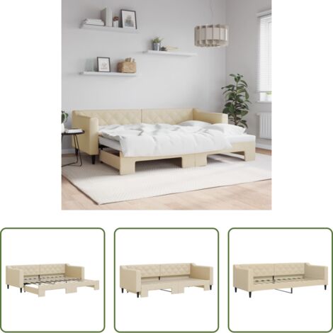 Letto estraibile -  Divano Letto con Letto Estraibile Crema 80x200 cm Tessuto