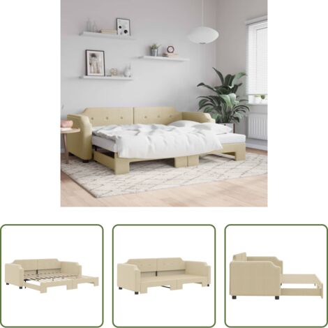 Letto estraibile -  Divano Letto con Letto Estraibile Crema 80x200 cm Tessuto