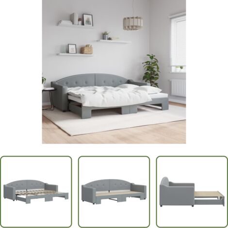Letto estraibile -  Divano Letto con Letto Estraibile Grigio Chiaro 80x200 Tessuto