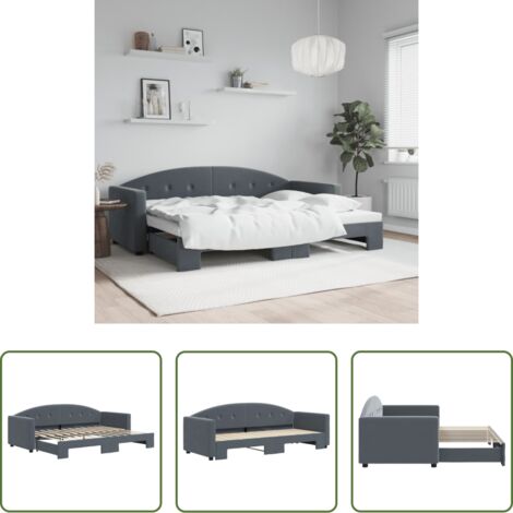 Letto estraibile -  Divano Letto con Letto Estraibile Grigio Scuro 80x200cm Velluto