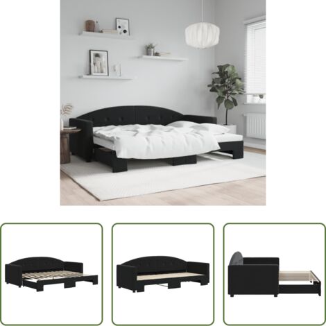 Letto estraibile -  Divano Letto con Letto Estraibile Nero 80x200 cm in Velluto