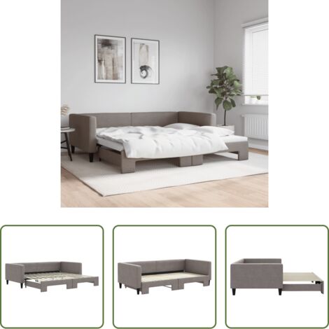 Letto estraibile -  Divano Letto con Letto Estraibile Tortora 100x200 cm in Tessuto