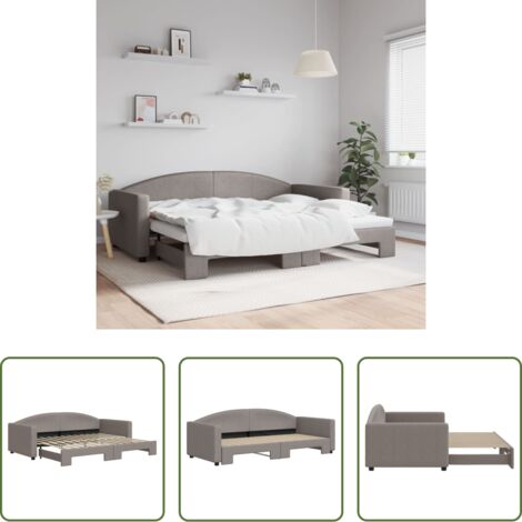 Letto estraibile -  Divano Letto con Letto Estraibile Tortora 90x200 cm in Tessuto