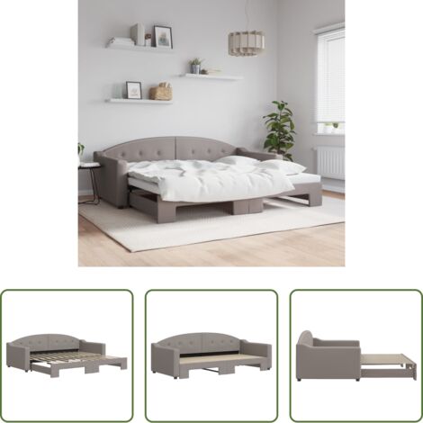 Letto estraibile -  Divano Letto con Letto Estraibile Tortora 90x200 cm in Tessuto
