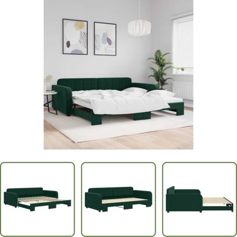 Letto estraibile -  Divano Letto con Letto Estraibile Verde Scuro 100x200cm Velluto