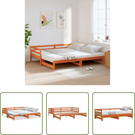 Letto estraibile -  Divano Letto con Rotelle senza Materasso Marrone Cera 90x190 cm