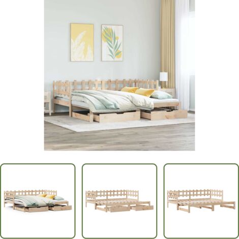 Letto estraibile -  Divano Letto Estraibile con Cassetti senza Materasso 80x200 cm