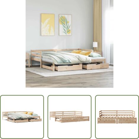 Letto estraibile -  Divano Letto Estraibile con Cassetti senza Materasso 90x190 cm