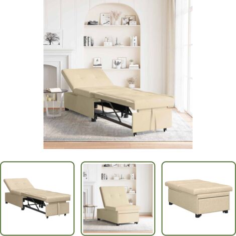Letto estraibile -  Divano Letto Estraibile Crema 194 x 50 x 82 cm Tessuto
