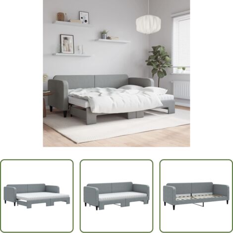 Letto estraibile -  Divano Letto Estraibile Materassi Grigio Chiaro 80x200 Tessuto
