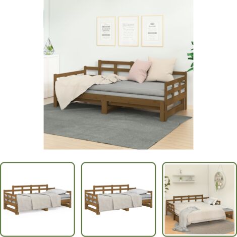 Letto estraibile -  Dormeuse Estraibile Ambra Legno Massello di Pino 2x(90x190)cm