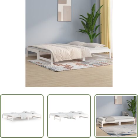 Letto estraibile -  Dormeuse Estraibile Bianca 2x(80x200) cm Legno Massello di Pino