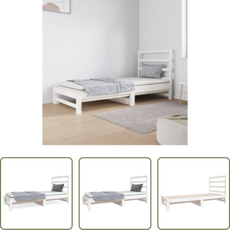 Letto estraibile -  Dormeuse Estraibile Bianca 2x(90x190) cm Legno Massello di Pino