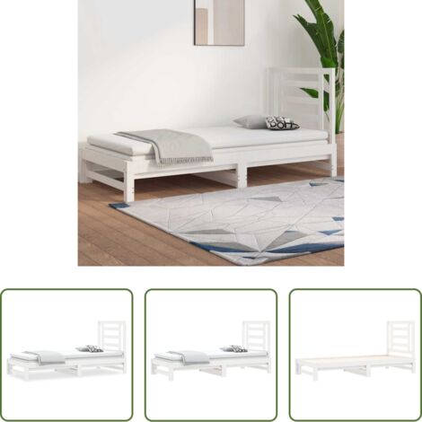 Letto estraibile -  Dormeuse Estraibile Bianca 2x(90x200) cm Legno Massello di Pino