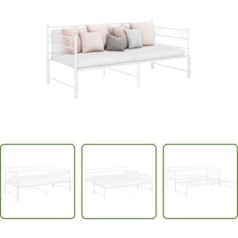 Letto estraibile -  Telaio Divano Letto Estraibile Bianco in Metallo 90x200 cm