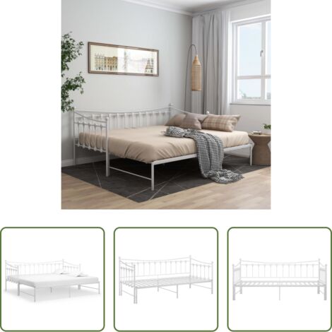 Letto estraibile -  Telaio Divano Letto Estraibile Bianco in Metallo 90x200 cm