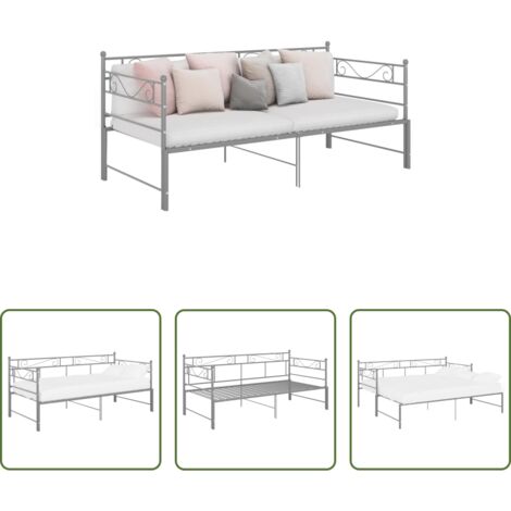 Letto estraibile -  Telaio Divano Letto Estraibile Grigio in Metallo 90x200 cm
