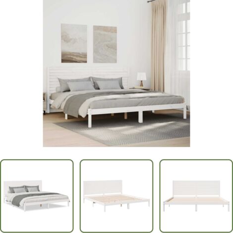 Letto extra lungo -  Giroletto Extra Lungo senza Materasso Bianco 200x220cm Massello