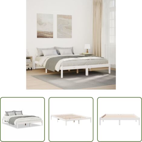 Letto extra lungo -  Letto Extra Lungo senza Materasso 160x210 cm in Legno di Pino