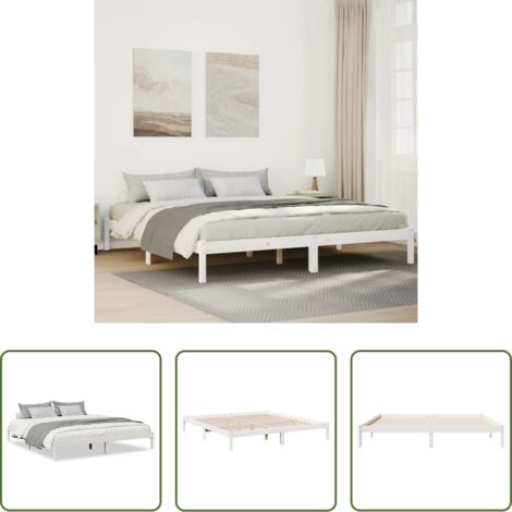 Letto extra lungo -  Letto Extra Lungo senza Materasso Bianco 200x220 cm in Pino