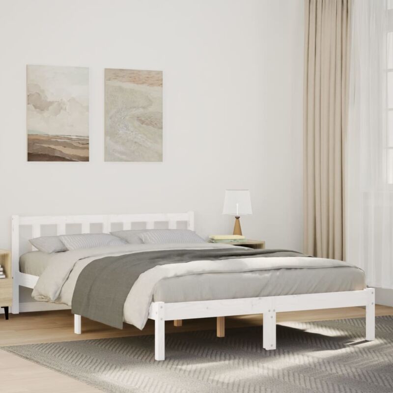 Letto Extra Lungo senza Materasso 160x220 cm in Legno di Pino