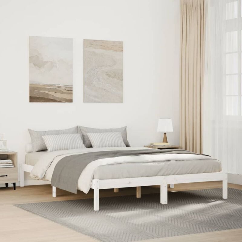 Letto Extra Lungo senza Materasso Bianco 180x200 cm in Pino