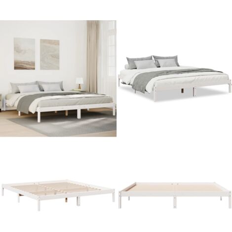 Letto Extra Lungo senza Materasso Bianco 180x210 cm in Pino - Letto extra lungo - Letto senza materasso