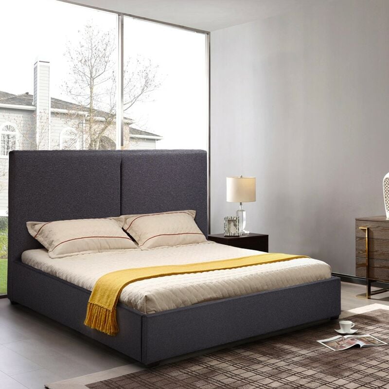 Letto francese 1 piazza e mezza in tessuto con rete 120x190 Montreux Colore: Grigio Scuro