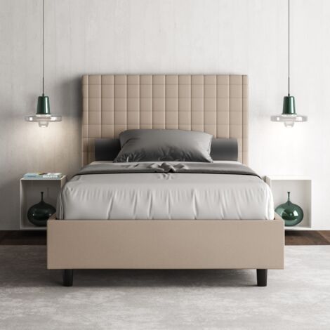 Letto francese 120x190 piazza e mezza contenitore design Sunny P - Beige
