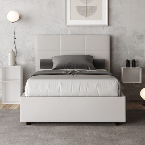 Letto francese 120x190 piazza e mezza design contenitore Mika P - Bianco