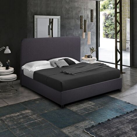 Letto francese una piazza e mezza in tessuto con rete 120x190 Zurich - Grigio