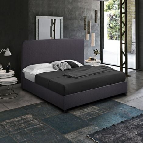 LLB LIVING LIFE BED Letto francese una piazza e mezza in tessuto con rete 120x190 Zurich - Grigio