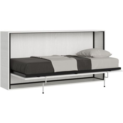 Letto "Genova" singolo a scomparsa, in legno, con apertura orizzontale, per camera da letto -Senza materasso / Noce
