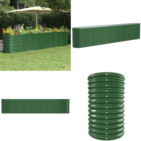Letto Giardino Acciaio Verniciato a Polvere 332x40x68 cm Verde - Letto in acciaio - Fioriera da giardino