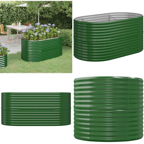 Letto Giardino Acciaio Zincato 152x80x68 cm Verde - Letto in acciaio zincato - Fioriera da giardino