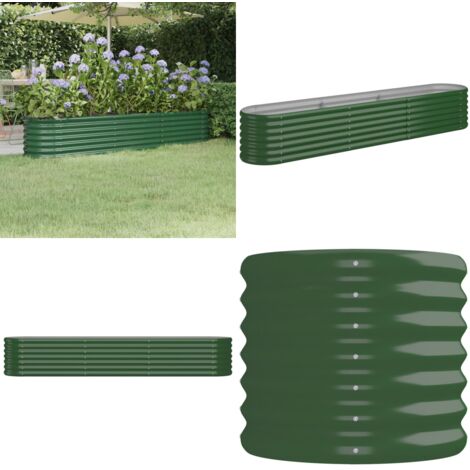 Letto Giardino Acciaio Zincato 224x40x36 cm Verde - Letto in acciaio zincato - Fioriera da giardino