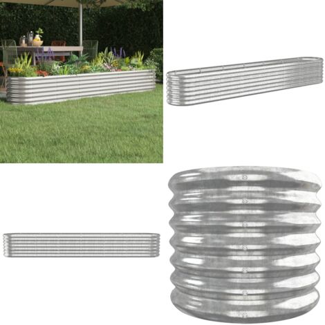 Letto Giardino Acciaio Zincato 260x40x36cm Argento - Letto in acciaio zincato - Fioriera da giardino