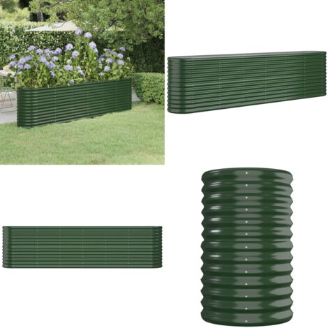 Letto Giardino Acciaio Zincato 260x40x68 cm Verde - Letto in acciaio zincato - Fioriera da giardino