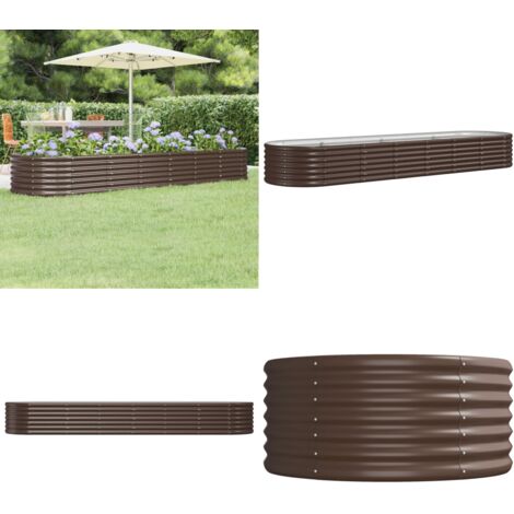 Letto Giardino Acciaio Zincato 296x80x36cm Marrone - Letto in acciaio zincato - Fioriera da giardino