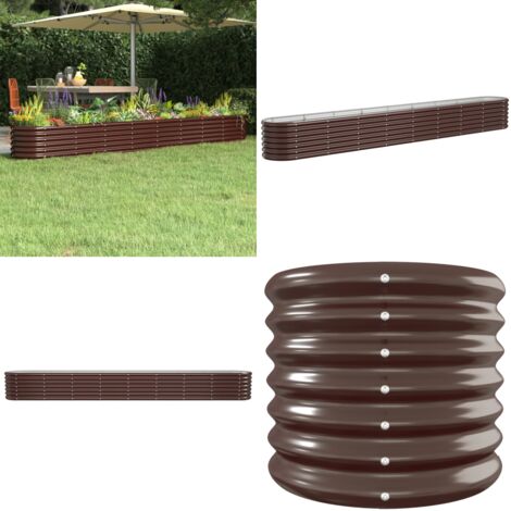 Letto Giardino Acciaio Zincato 332x40x36cm Marrone - Letto rialzato - Fioriera da giardino